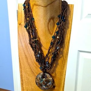 ❤️ 3/$25| Coconut brown multi-strand beaded necklace costume jewelry vacation